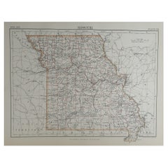 Original Antique Map of The American State of Missouri, 1889