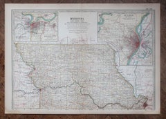 Original Antique Map of the American State of Missouri ( Northern part ), 1903