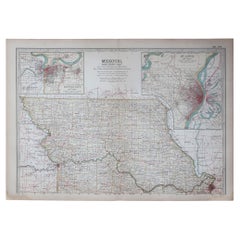Original Antike Karte des amerikanischen Staates Missouri ( nördlicher Teil), 1903
