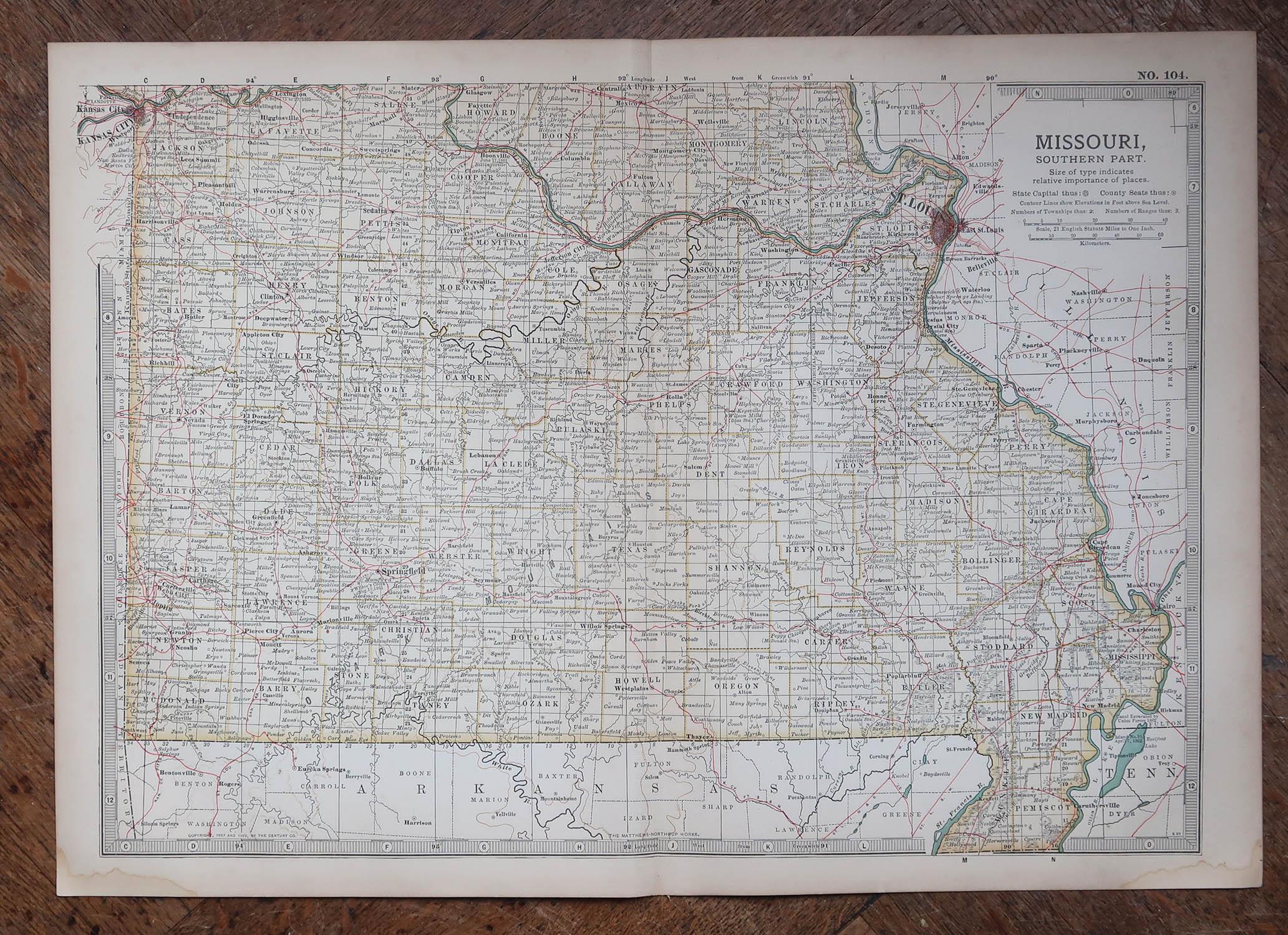 Antike Landkarte von Missouri ( Südlicher Teil )

Veröffentlicht von A & C Black. 1903

Original Farbe

Guter Zustand

Ungerahmt.

Kostenloser Versand








