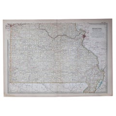 Mappa antica originale dello Stato americano del Missouri (parte meridionale), 1903