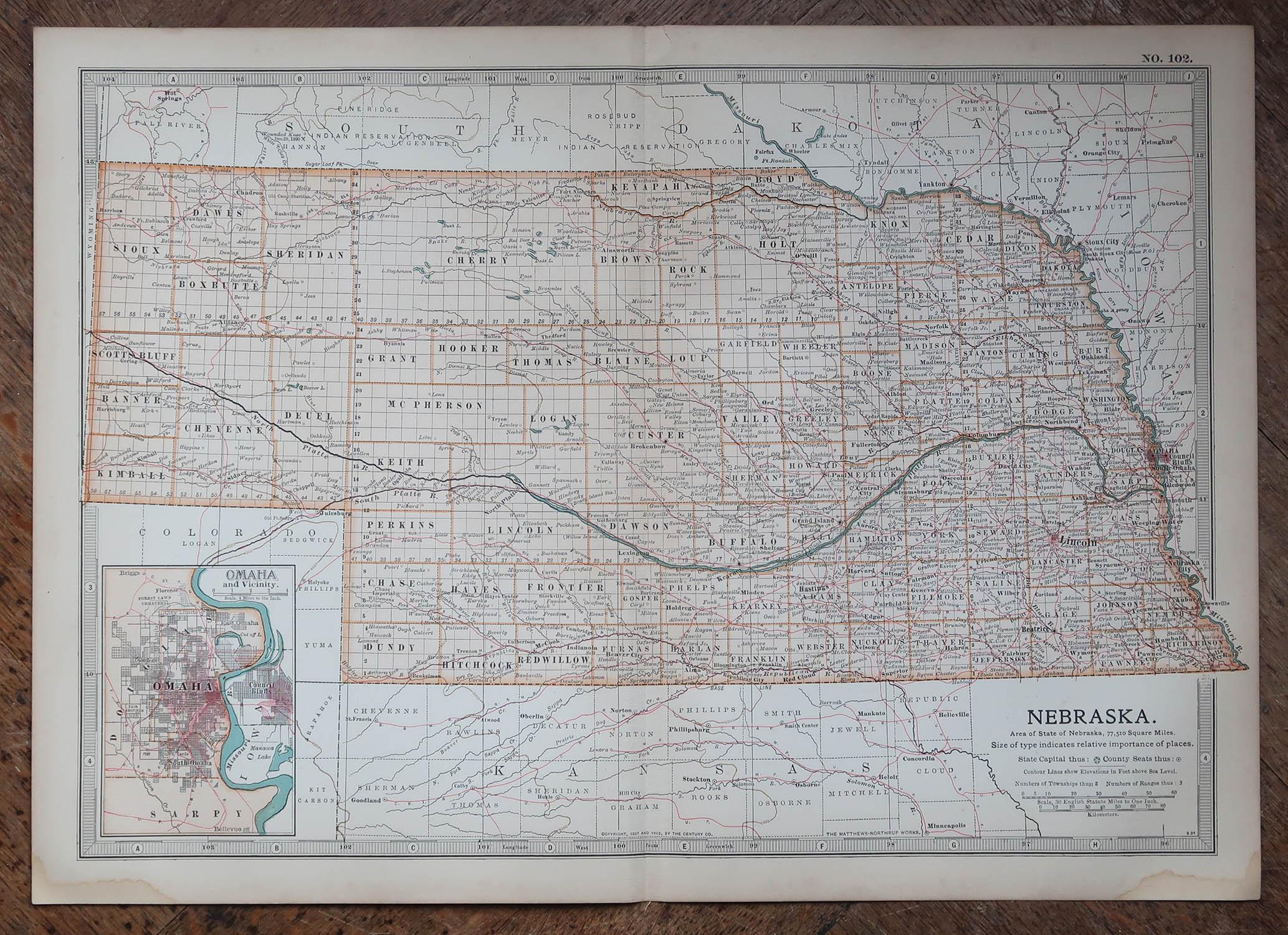 Antique map of Nebraska

Published By A & C Black. 1903

Original colour

Good condition

Unframed.

Free shipping









