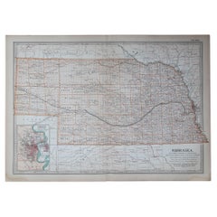 Mapa original antiguo del estado norteamericano de Nebraska, 1903