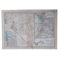 Original Antike Karte des amerikanischen Staates Nevada und Utah, 1903
