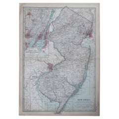 Mapa original antiguo del estado norteamericano de Nueva Jersey, 1903