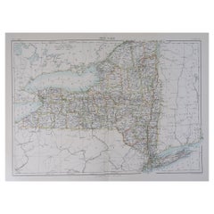 Original Antique Map of The American State of New York, 1889