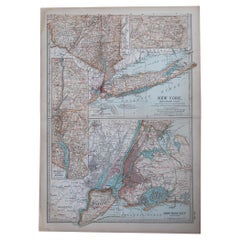 Original Antique Map of the American State of New York ( Southern Part ) 1903