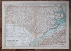 Original Antique Map of the American State of North Carolina, 1903