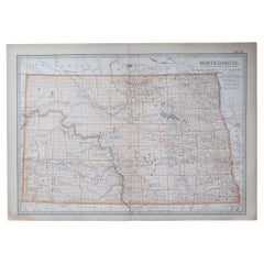 Original Antique Map of the American State of North Dakota, 1903