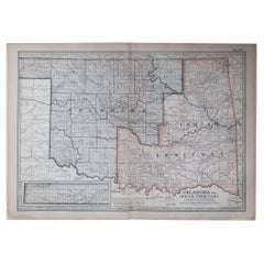 Original Antique Map of the American State of Oklahoma, 1903