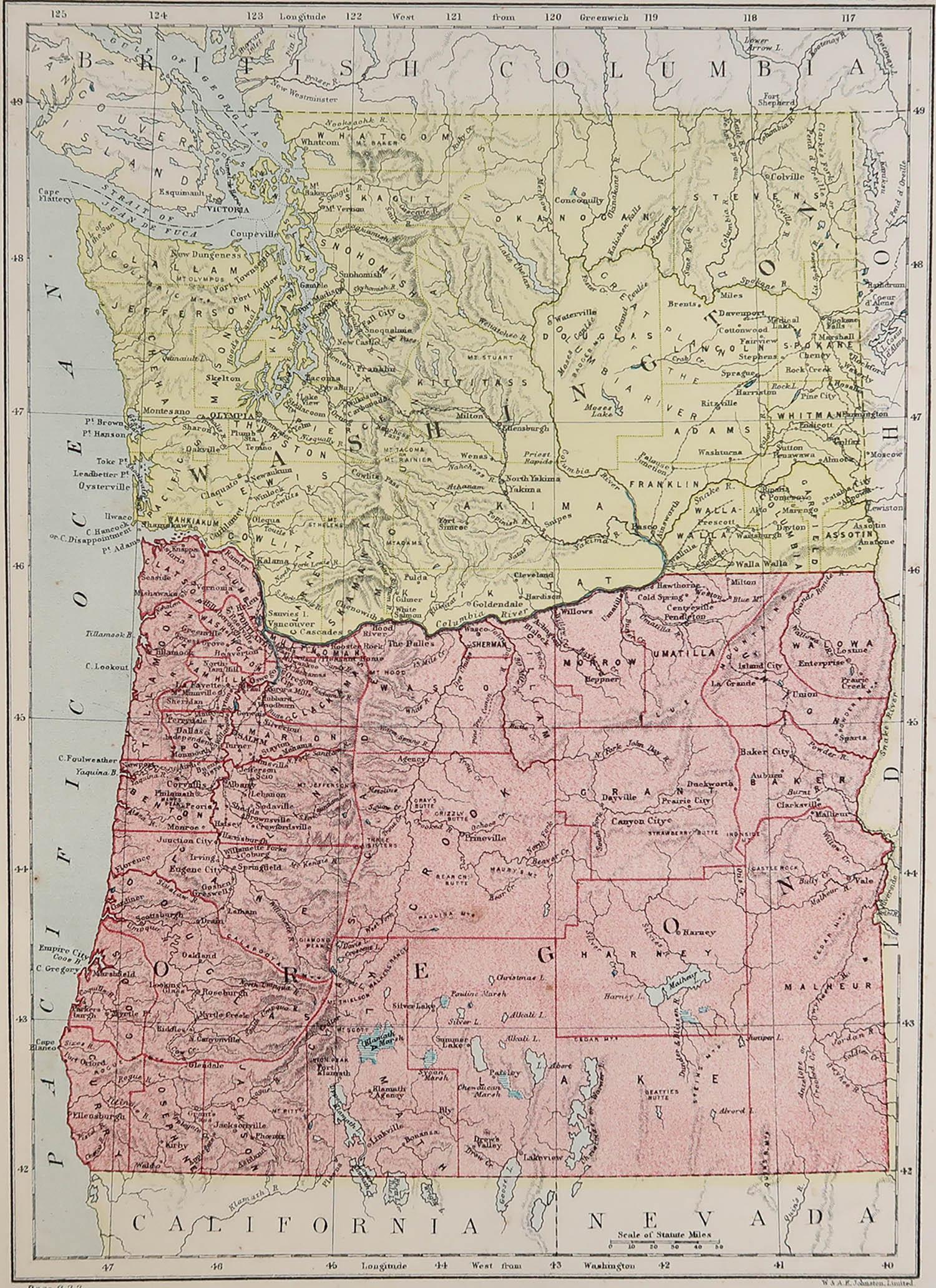 Great map of Oregon

Drawn and Engraved by W. & A.K. Johnston

Published By A & C Black, Edinburgh.

Original colour

Unframed.








