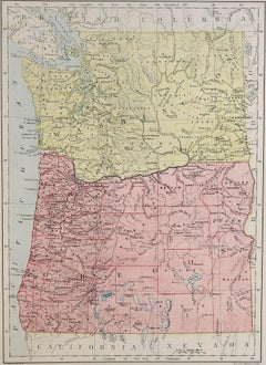 Originale antike Karte des amerikanischen Staates Oregon, 1889