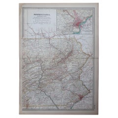 Original Antique Map of the American State of Pennsylvania( Eastern Part ), 1903