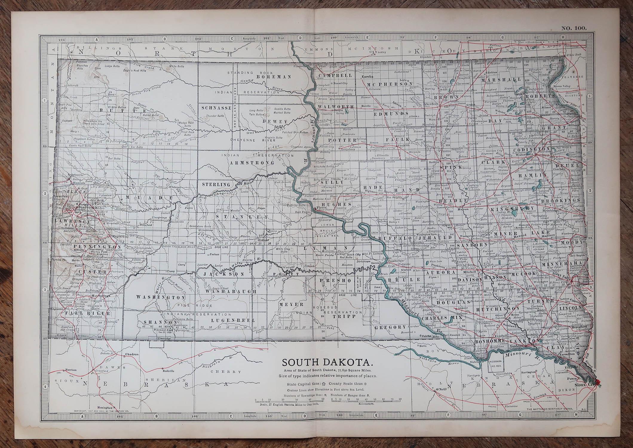 Mapa antiguo de Dakota del Sur

Publicado por A & C Black. 1903

Color original

Buen estado

Sin enmarcar.

Envío gratuito








