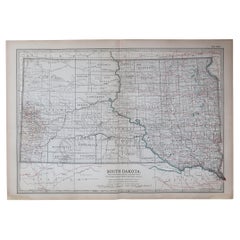 Original Antique Map of the American State of South Dakota, 1903