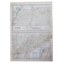 Mapa original antiguo del estado norteamericano de Tennessee, 1903