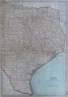 Original Antique Map of the American State of Texas ( Eastern Part ), 1903