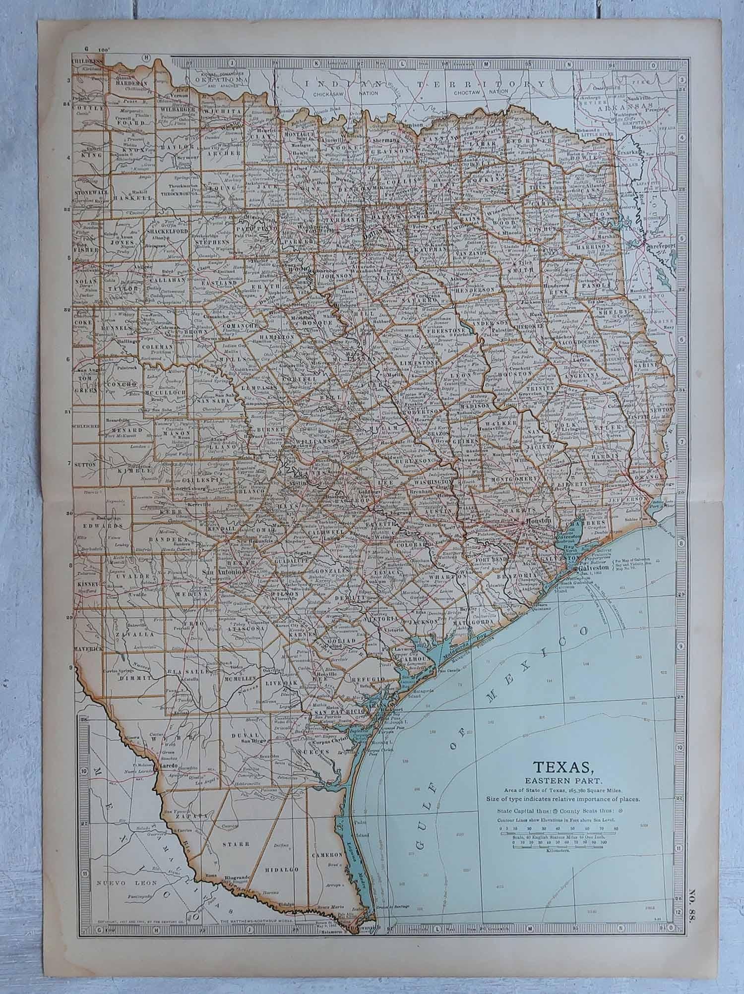 Autre Carte ancienne de l'État américain du Texas (partie orientale ), 1903 en vente