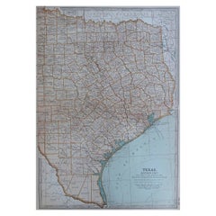 Original Antique Map of the American State of Texas ( Eastern Part ), 1903