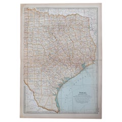 Original Antique Map of the American State of Texas ( Eastern Part ), 1903