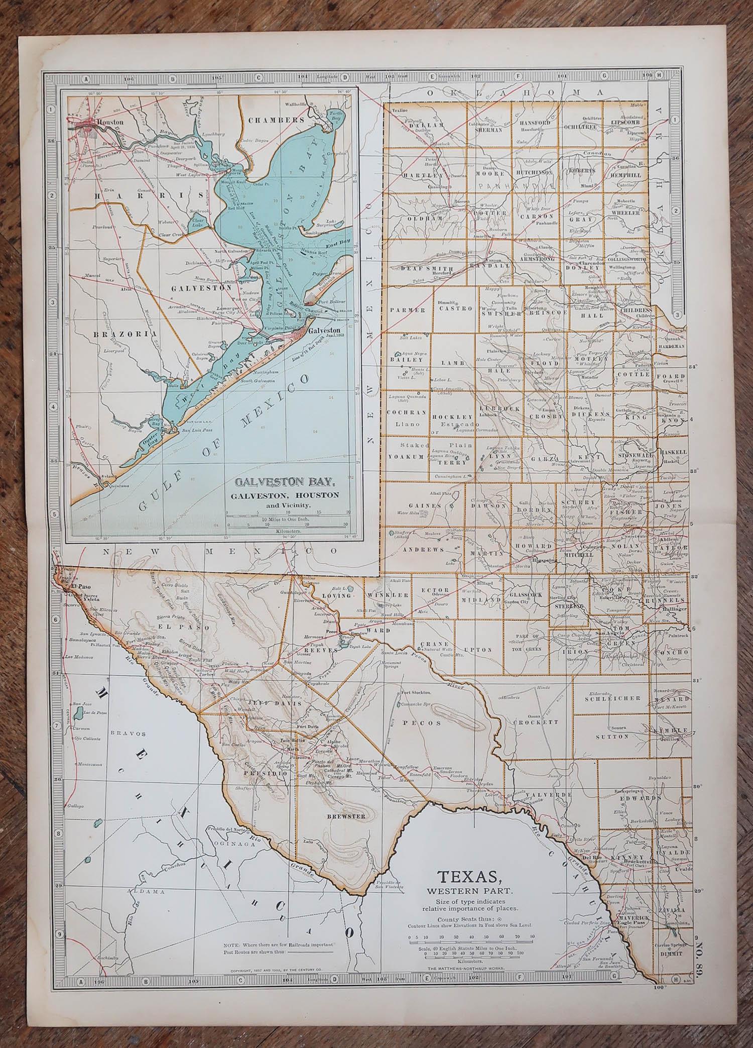 Antique map of Texas ( Western part )

Published By A & C Black. 1903

Original colour

Good condition

Unframed.

Free shipping








