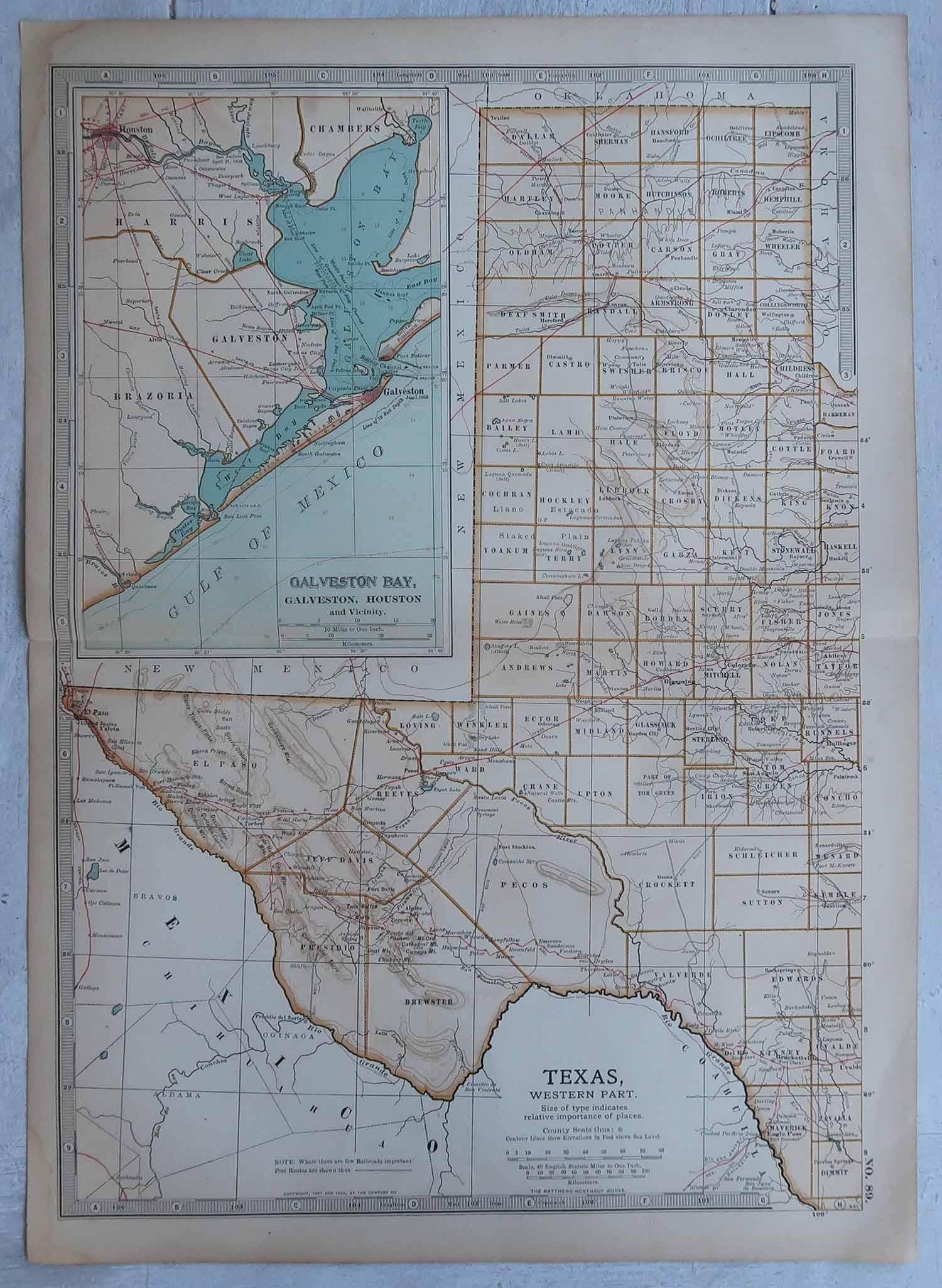Autre Carte ancienne de l'État américain du Texas (partie occidentale ), 1903 en vente