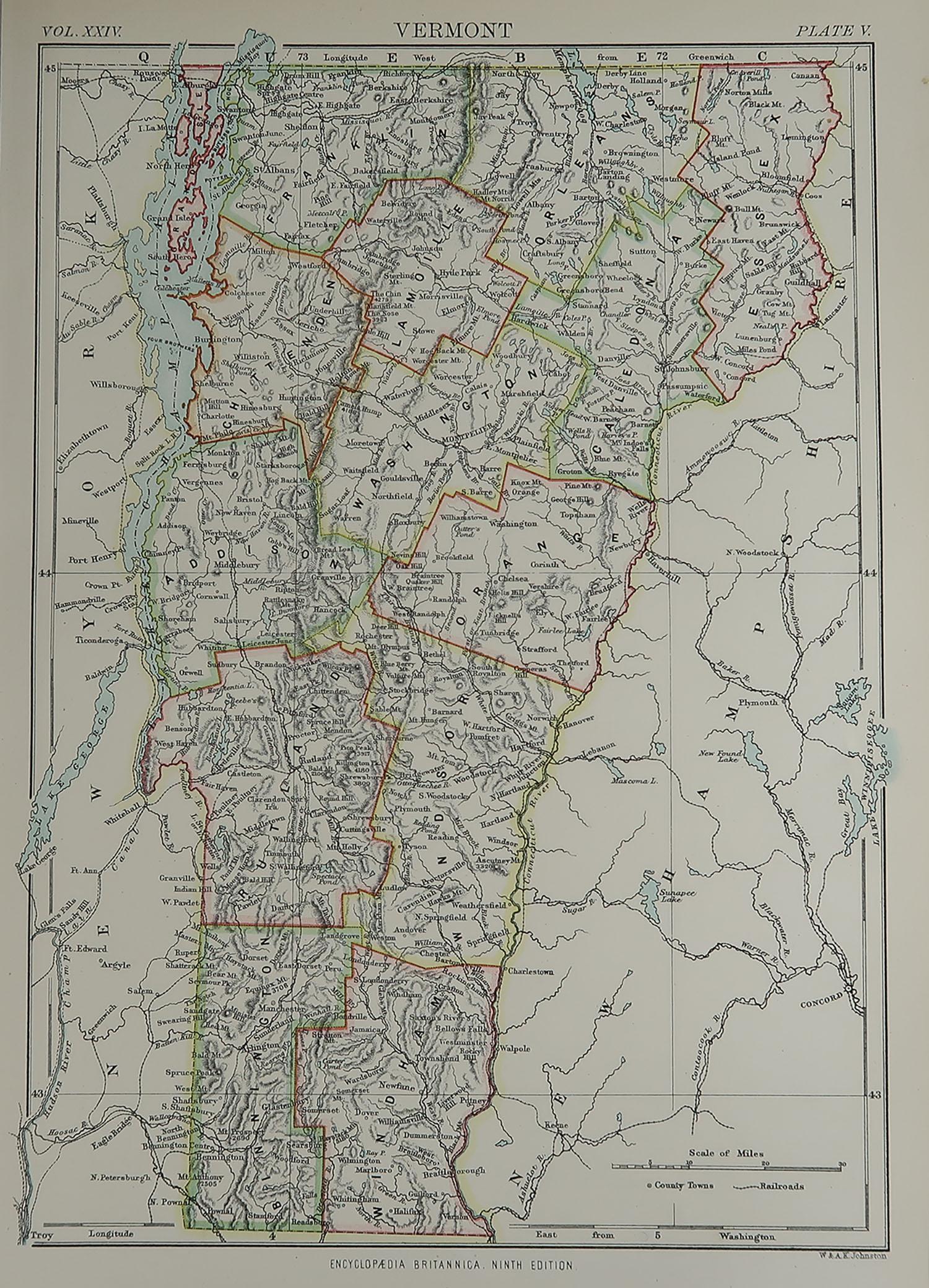 Great map of Vermont

Drawn and Engraved by W. & A.K. Johnston

Published By A & C Black, Edinburgh.

Original colour

Unframed








  