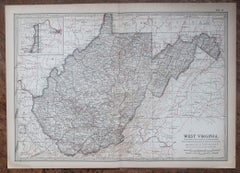 Original Antique Map of the American State of Virginia, 1903