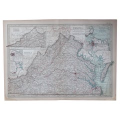 Original Antique Map of the American State of Virginia, 1903