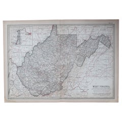 Original Antique Map of the American State of Virginia, 1903