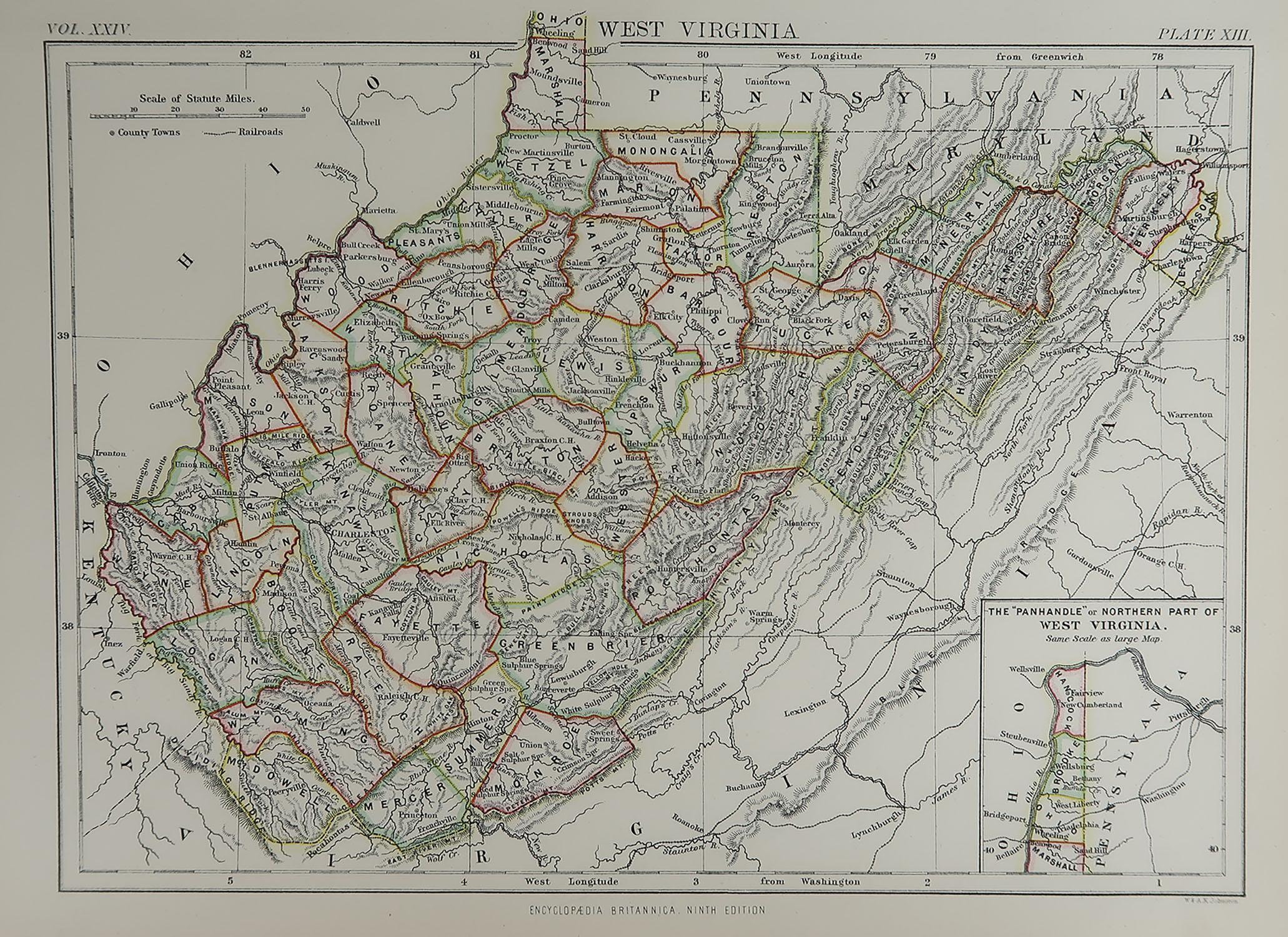 Great map of West Virginia

Drawn and Engraved by W. & A.K. Johnston

Published By A & C Black, Edinburgh.

Original colour

Unframed








  