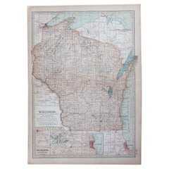 Original Antike Karte des amerikanischen Staates Wisconsin, 1903