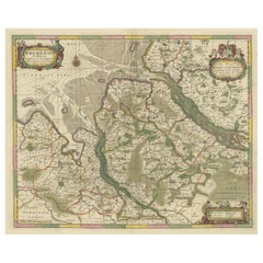 Original Antique Map of the Area of Bremen and Lower Saxony