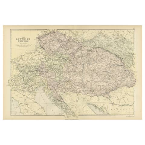 Original Antique Map of The Austrian Empire, 1882