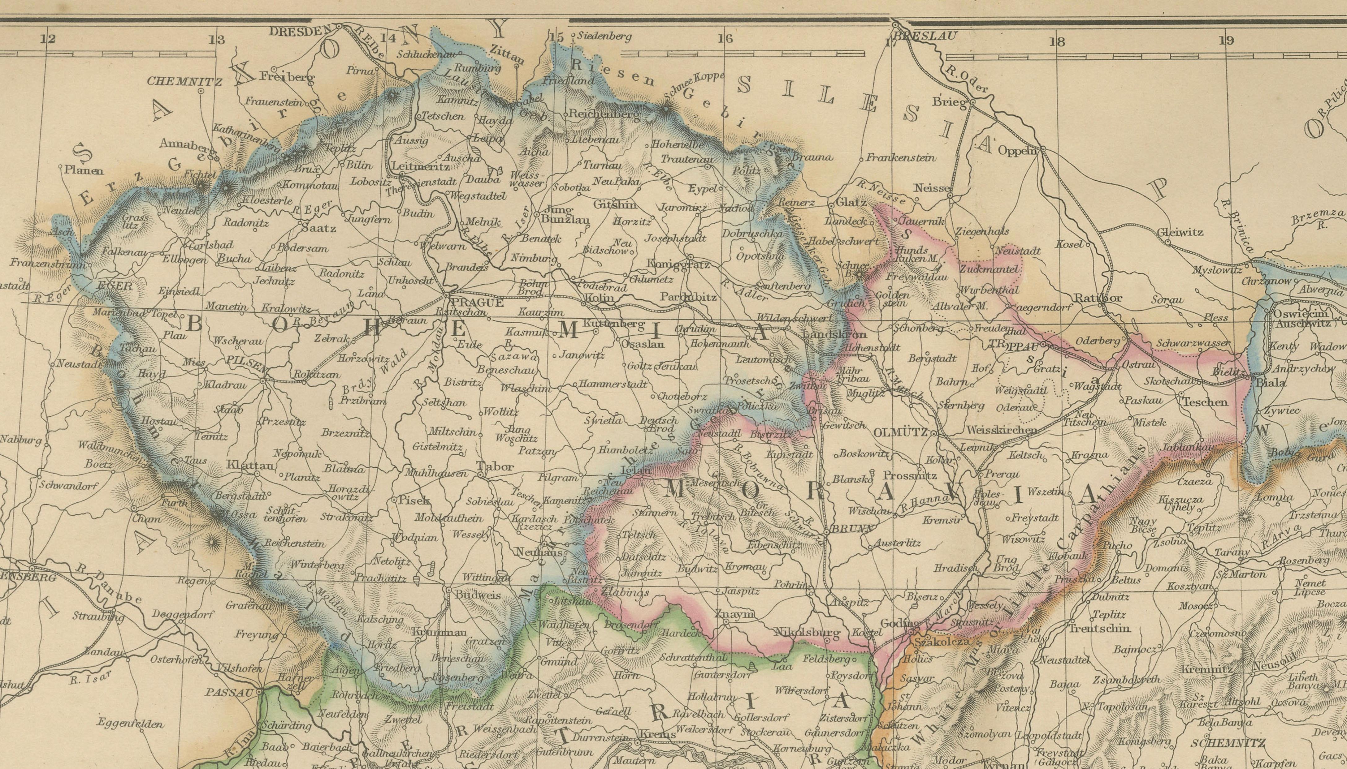 Original Antique Map of the Austrian Empire, Austria-Hungary c.1860