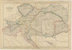 Original Antique Map of the Austrian Empire, Austria-Hungary c.1860