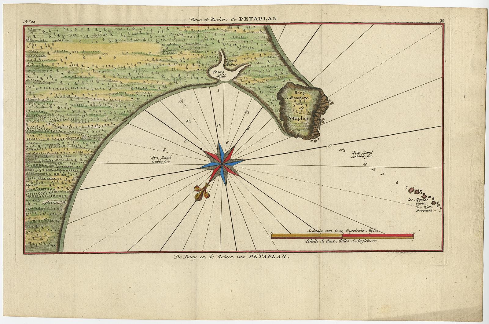 Original Antique Map of the Bay and Rocks of Petatlan, Mexico, 1749 In Good Condition For Sale In Langweer, NL