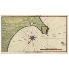 Carte ancienne originale de la baie et des rochers de Petatlan, Mexique, 1749