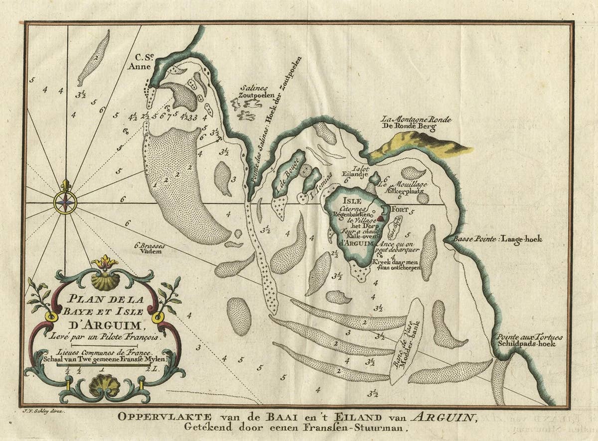 Original Antique Map of the Bay and the Island of Arguin, Mauritania, 1747