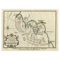 Mapa original antiguo de la bahía y la isla de Arguin, Mauritania, 1747