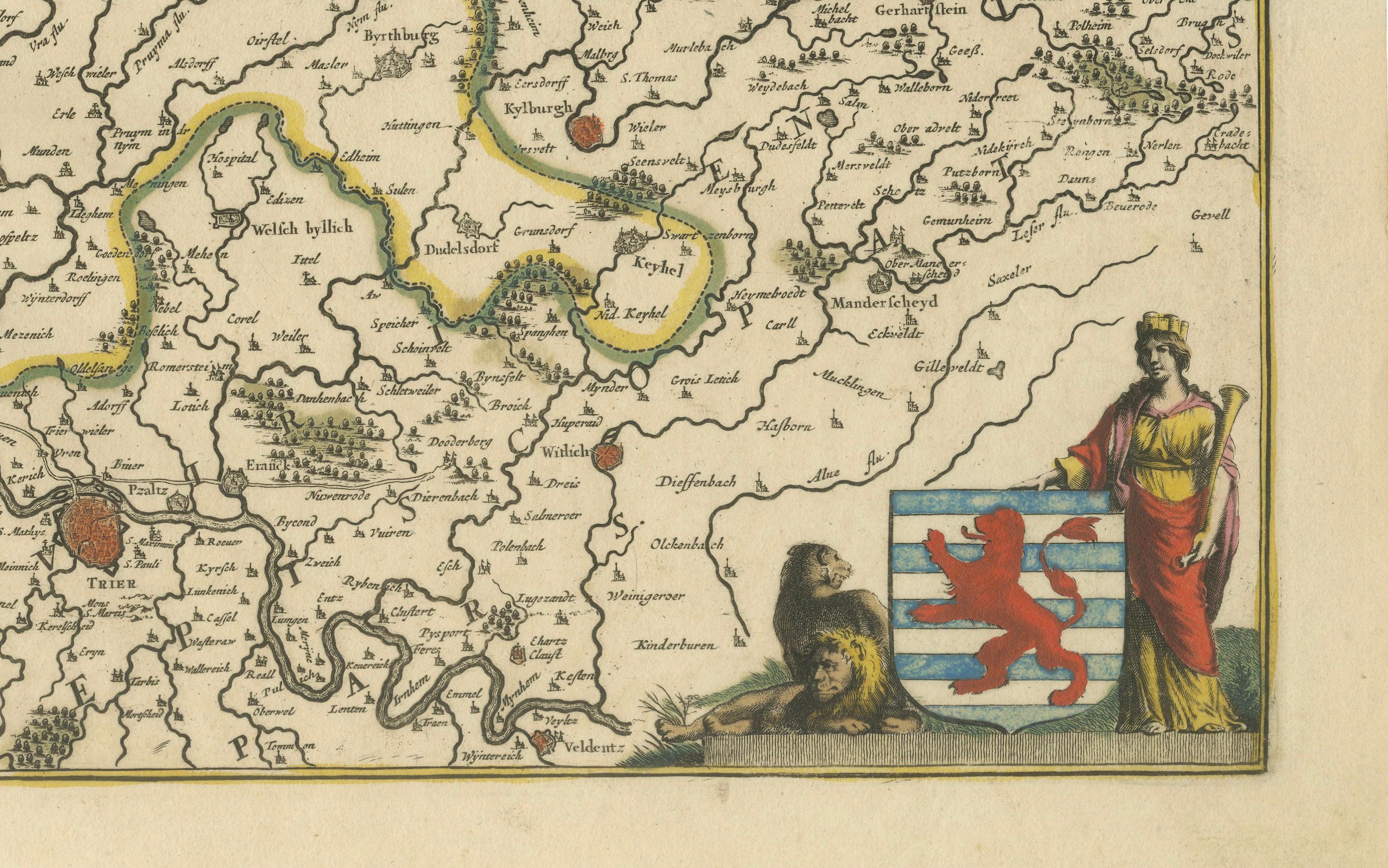 Original Antique Map of the Duchy of Luxembourg by De Wit, Amsterdam circa 1680 For Sale 3