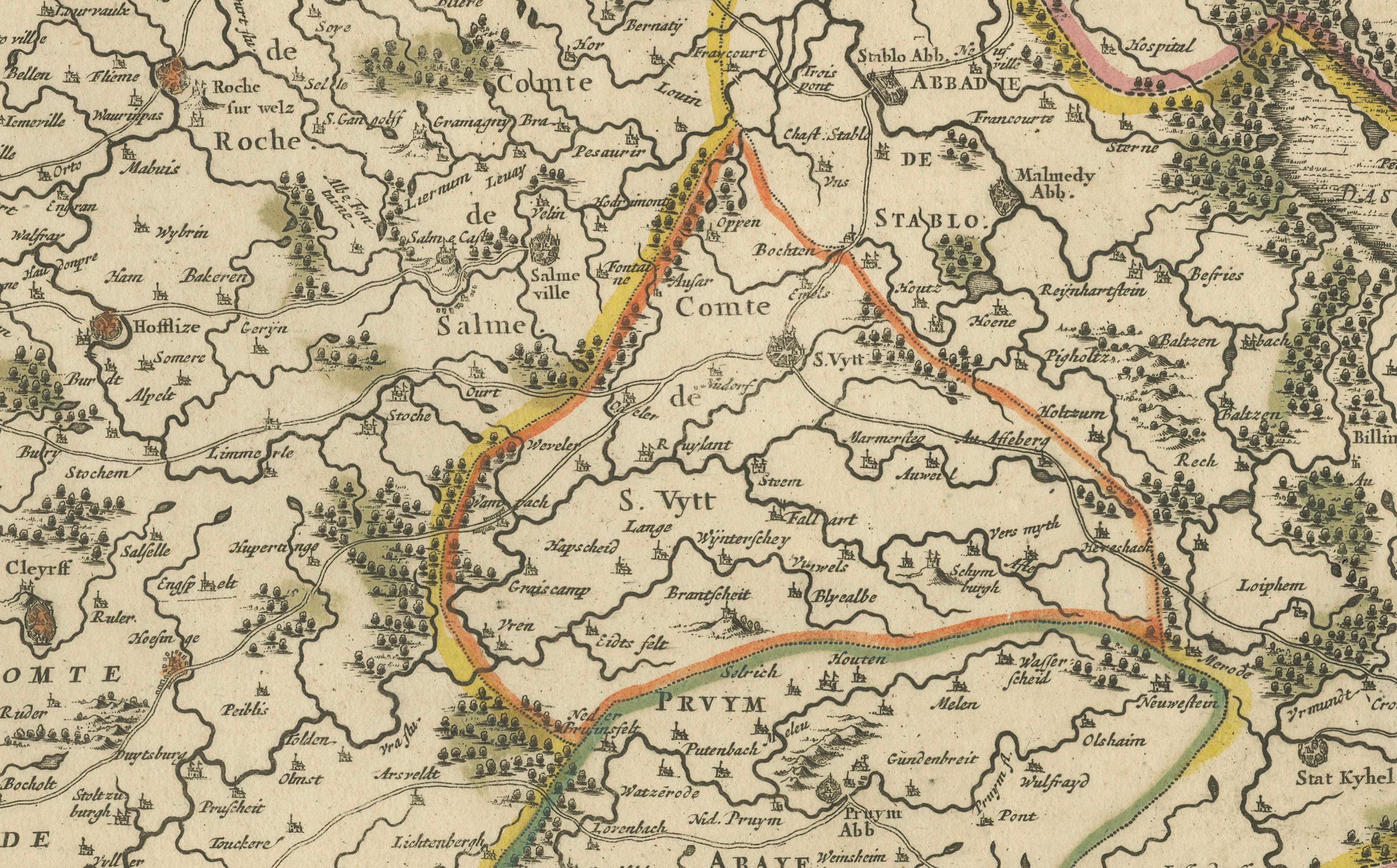 Engraved Original Antique Map of the Duchy of Luxembourg by De Wit, Amsterdam circa 1680 For Sale