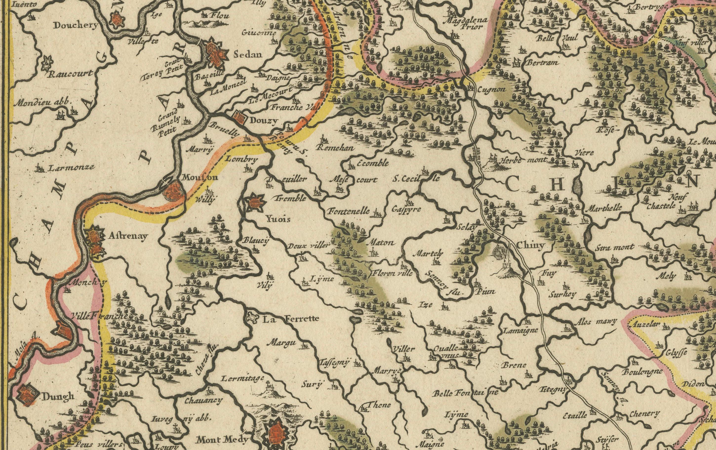 Original Antique Map of the Duchy of Luxembourg by De Wit, Amsterdam circa 1680 In Good Condition For Sale In Langweer, NL