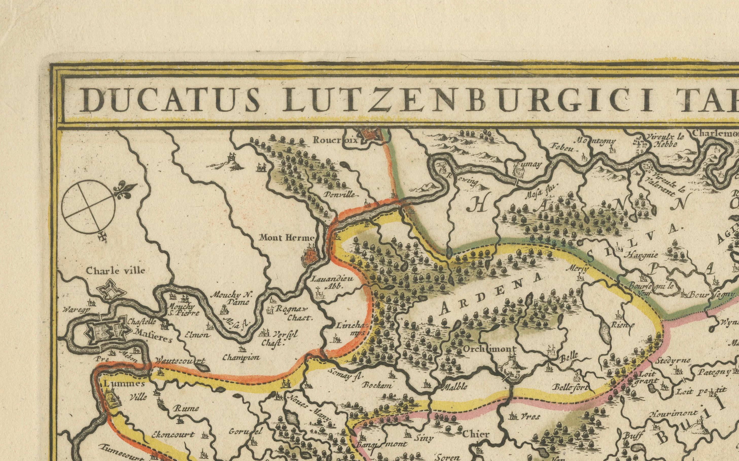 17th Century Original Antique Map of the Duchy of Luxembourg by De Wit, Amsterdam circa 1680 For Sale