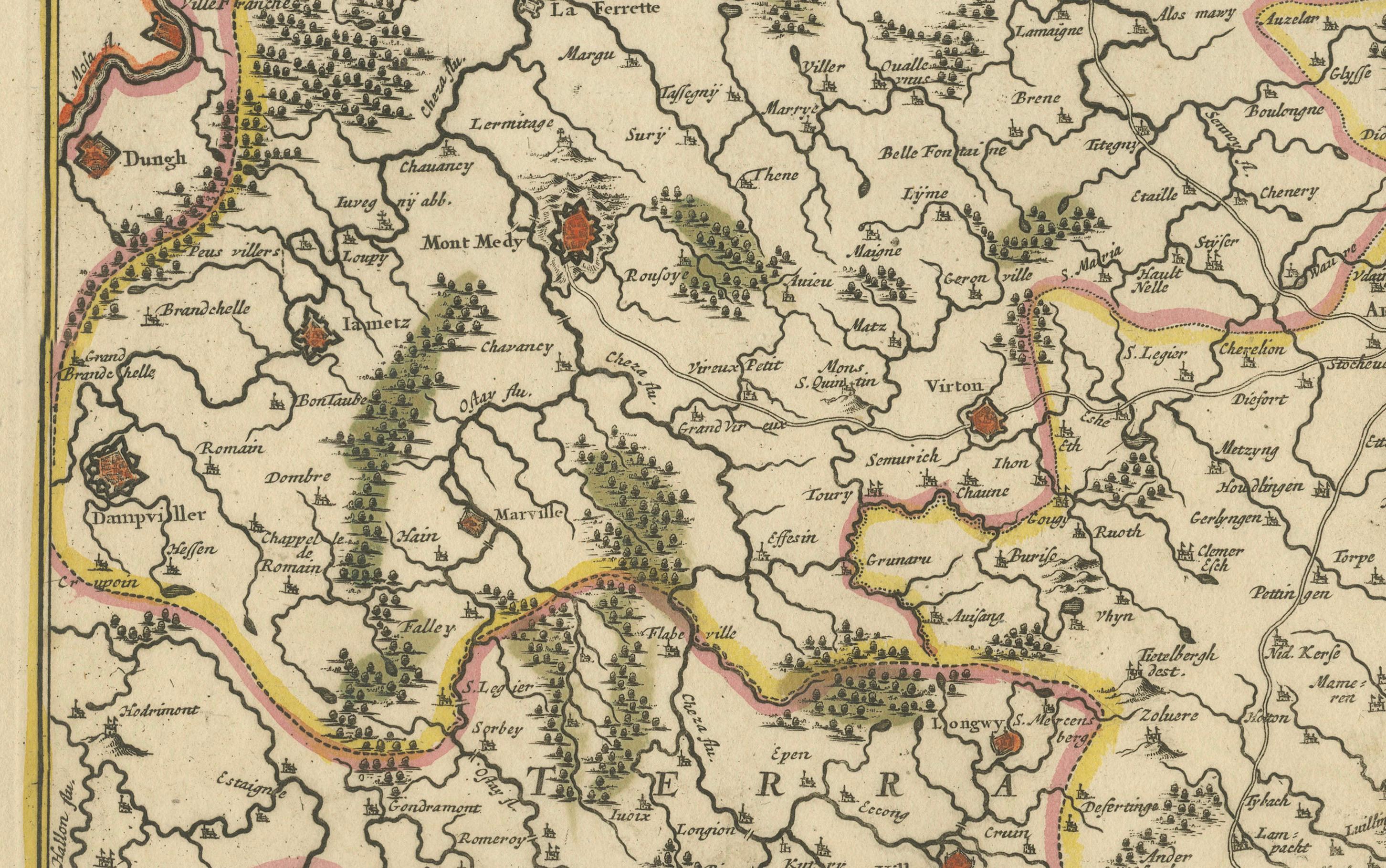 Paper Original Antique Map of the Duchy of Luxembourg by De Wit, Amsterdam circa 1680 For Sale