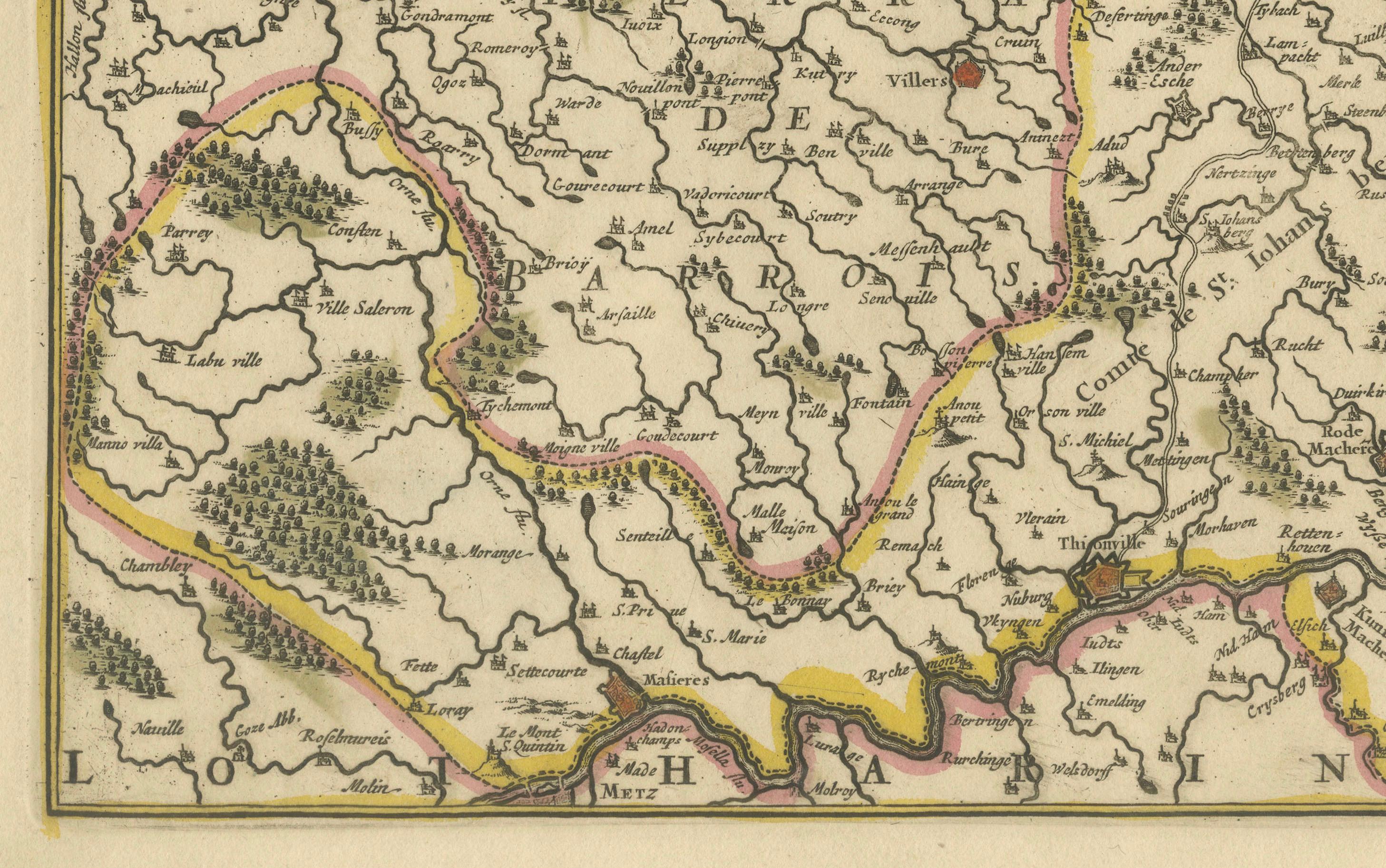 Original Antique Map of the Duchy of Luxembourg by De Wit, Amsterdam circa 1680 For Sale 1
