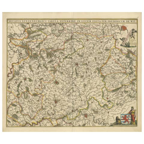Original Antique Map of the Duchy of Luxembourg by De Wit, Amsterdam circa 1680