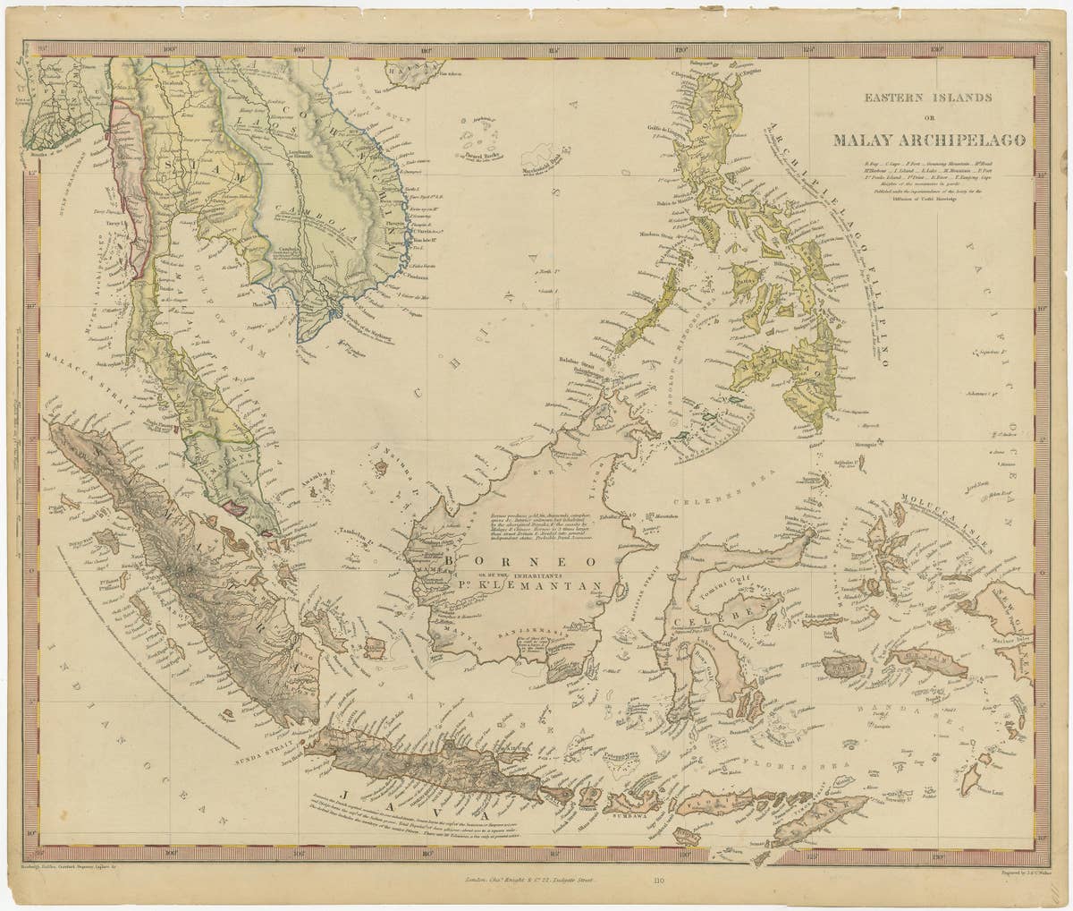 Original Antique Map of the Dutch East Indies, Nowadays Indonesia, ca.1840