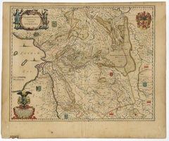 Original Antique Map of the Dutch Provinces of Overijssel and Drenthe, 1635