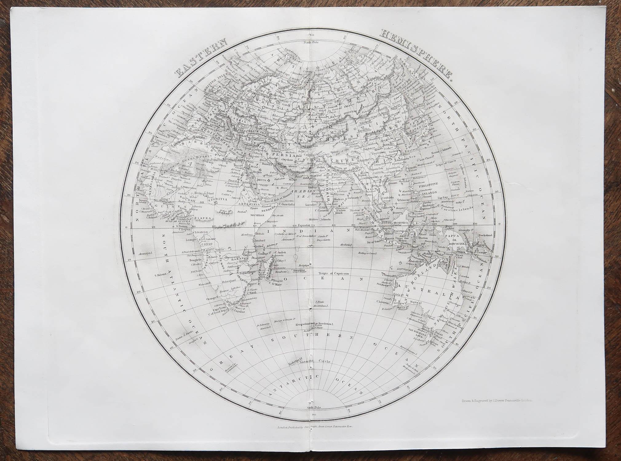 Autre Carte ancienne originale de l'hémisphère oriental par Dower, vers 1835 en vente